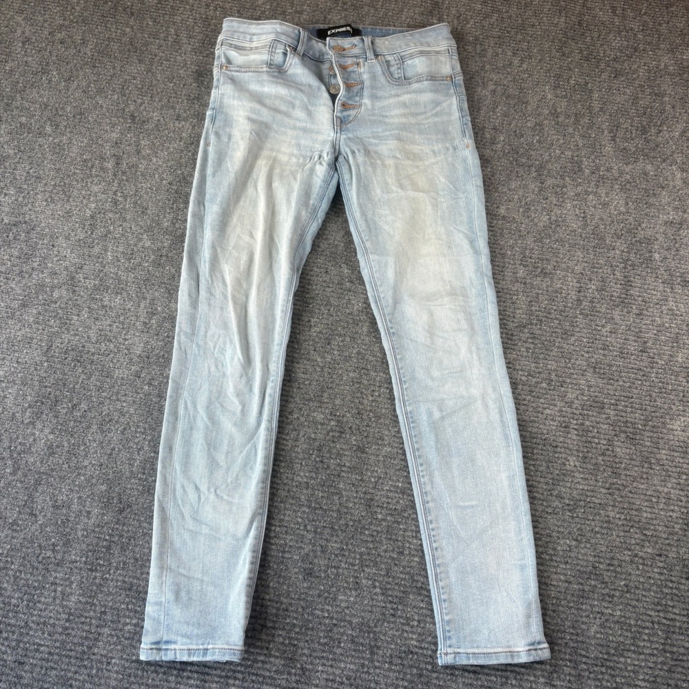 Express Denim Perfect Lift Ankle Legging Jeans Light Wash Mid Rise Button Fly 4R
